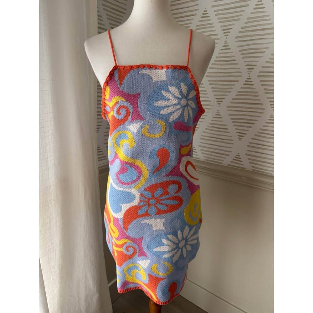 OM Maribetza Women’s Size Large/XL Multicolor Halter Knit Curvy Mini Dress